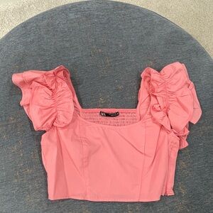 Zara Pink Ruffled Crop Top